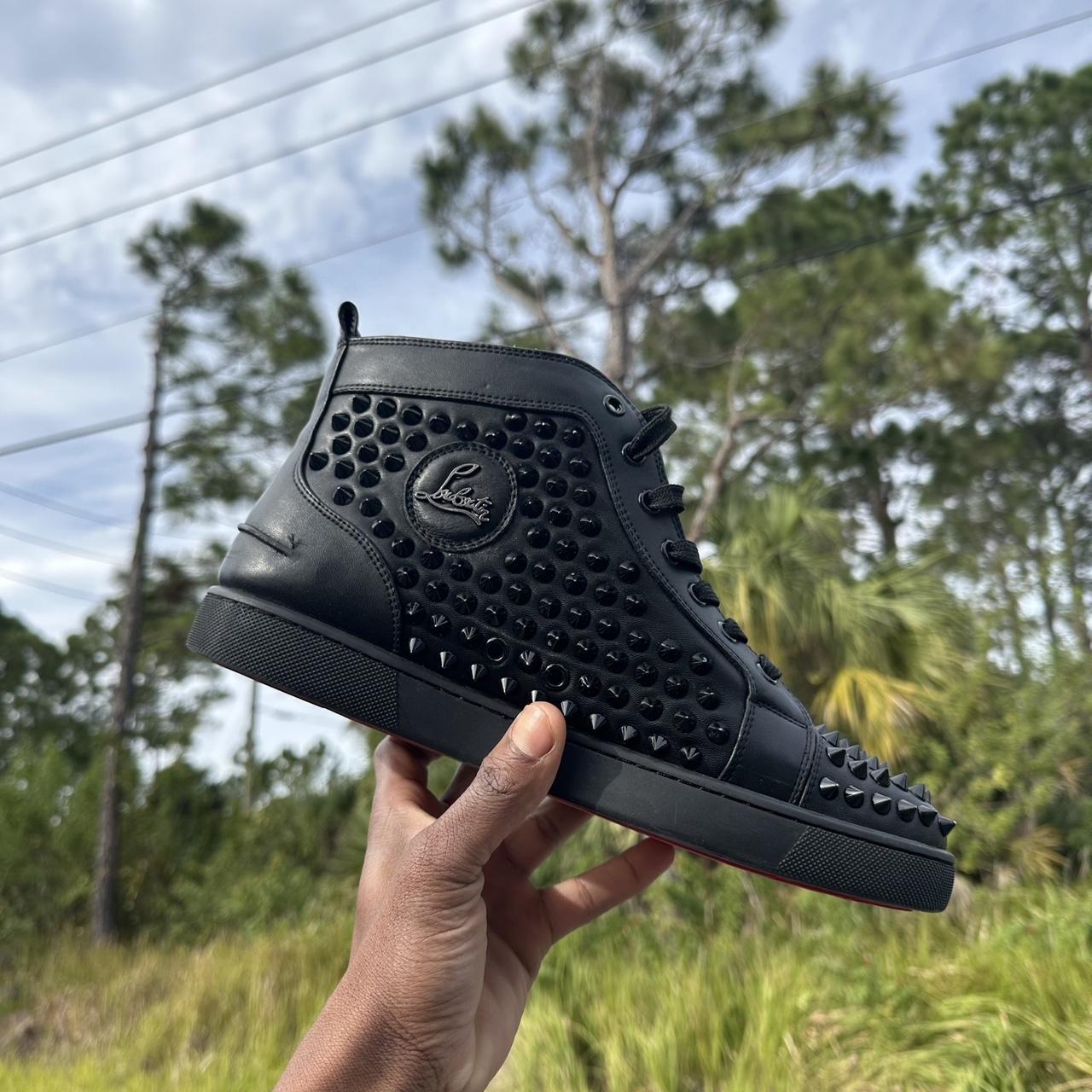 Christian Louboutin Black Louis Spikes Sneakers for Men