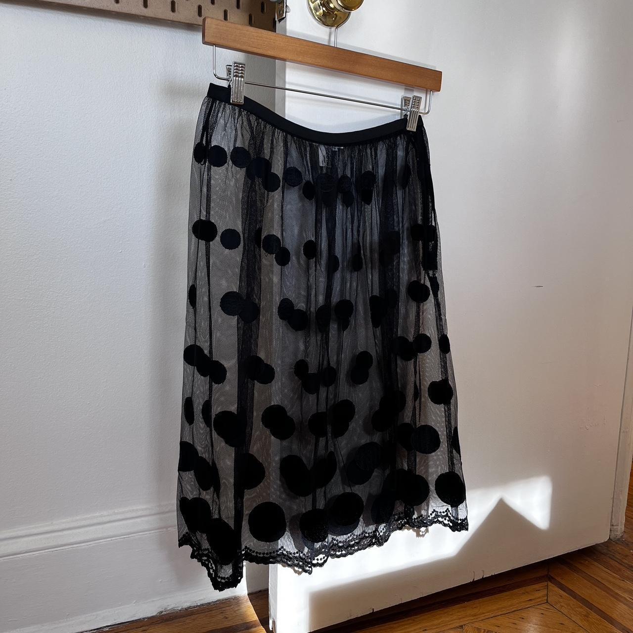 スカート COMMEdesGARCONS DOT Gathered Volumeskirt Comme des Garcons sheer polka dot skirt with lace | Depop