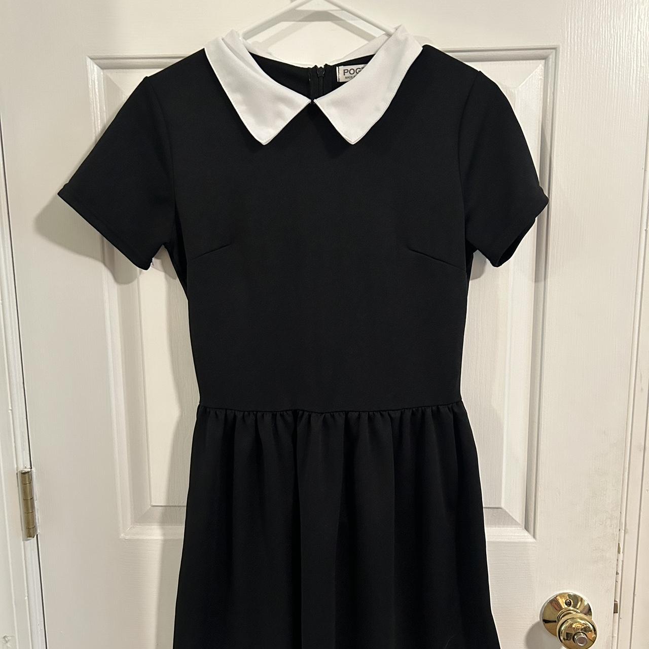 black baby doll dress with white collar! fits... - Depop