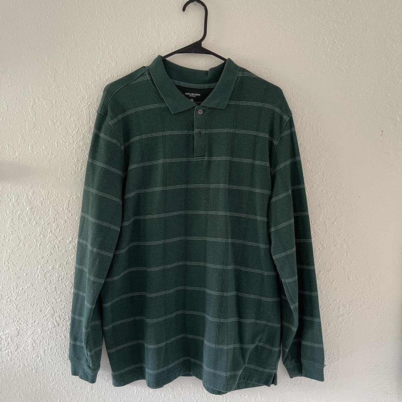 Van Heusen Men's Green and White Polo-shirts | Depop