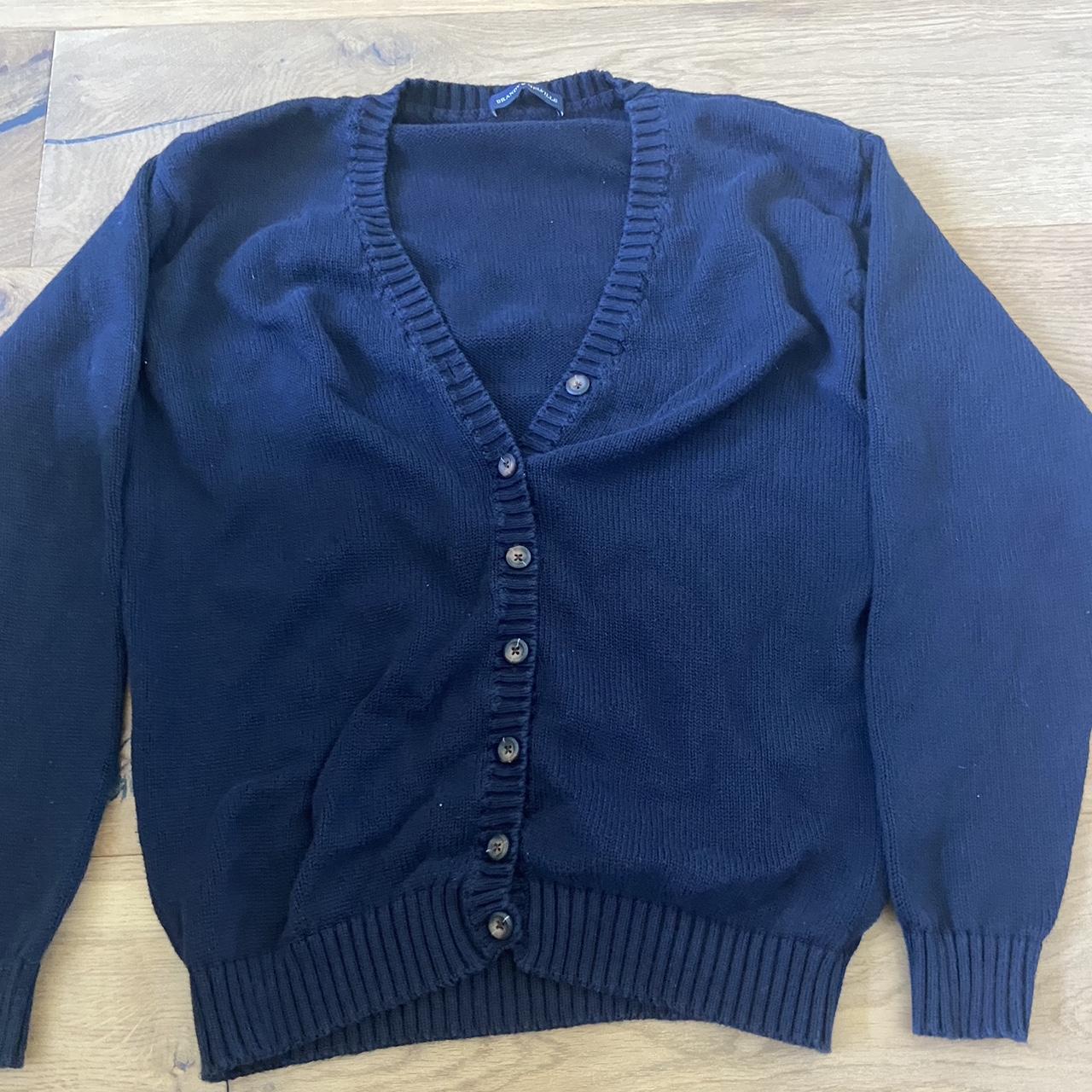 Navy Blue Brandy Melville Sweater/Cardigan so cute... Depop