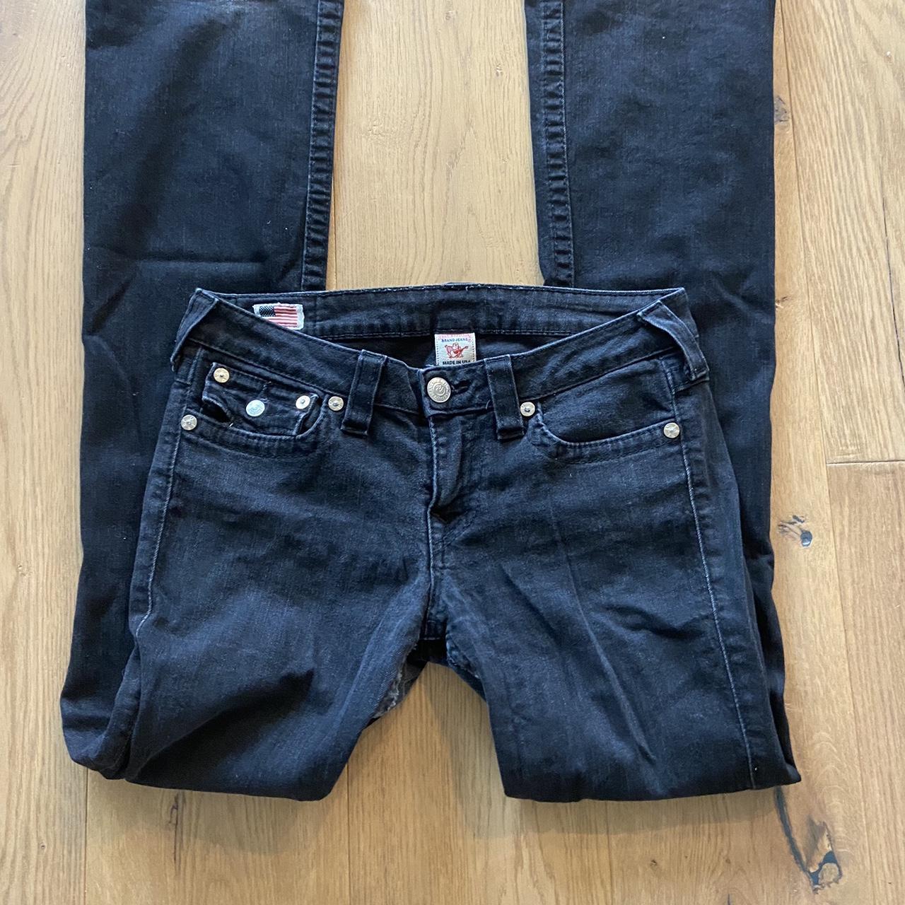 True Religion Black Jeans Detailing On Back Depop