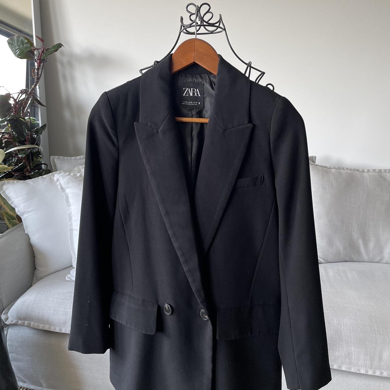 Zara Black Blazer XS Oversized, longline fit - sits | Depop