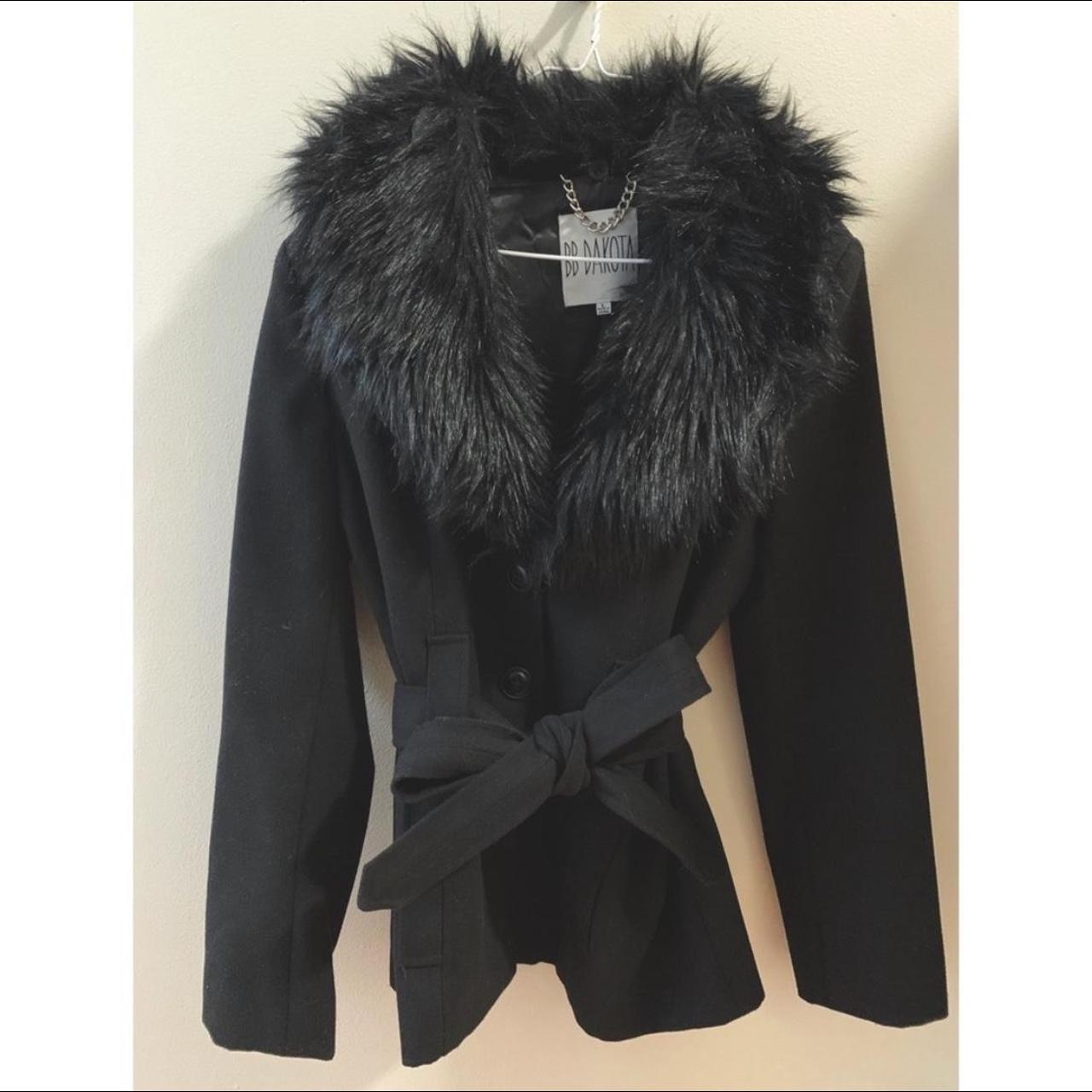 BB Dakota Button And Tie, Coat. Beautiful Black,... - Depop