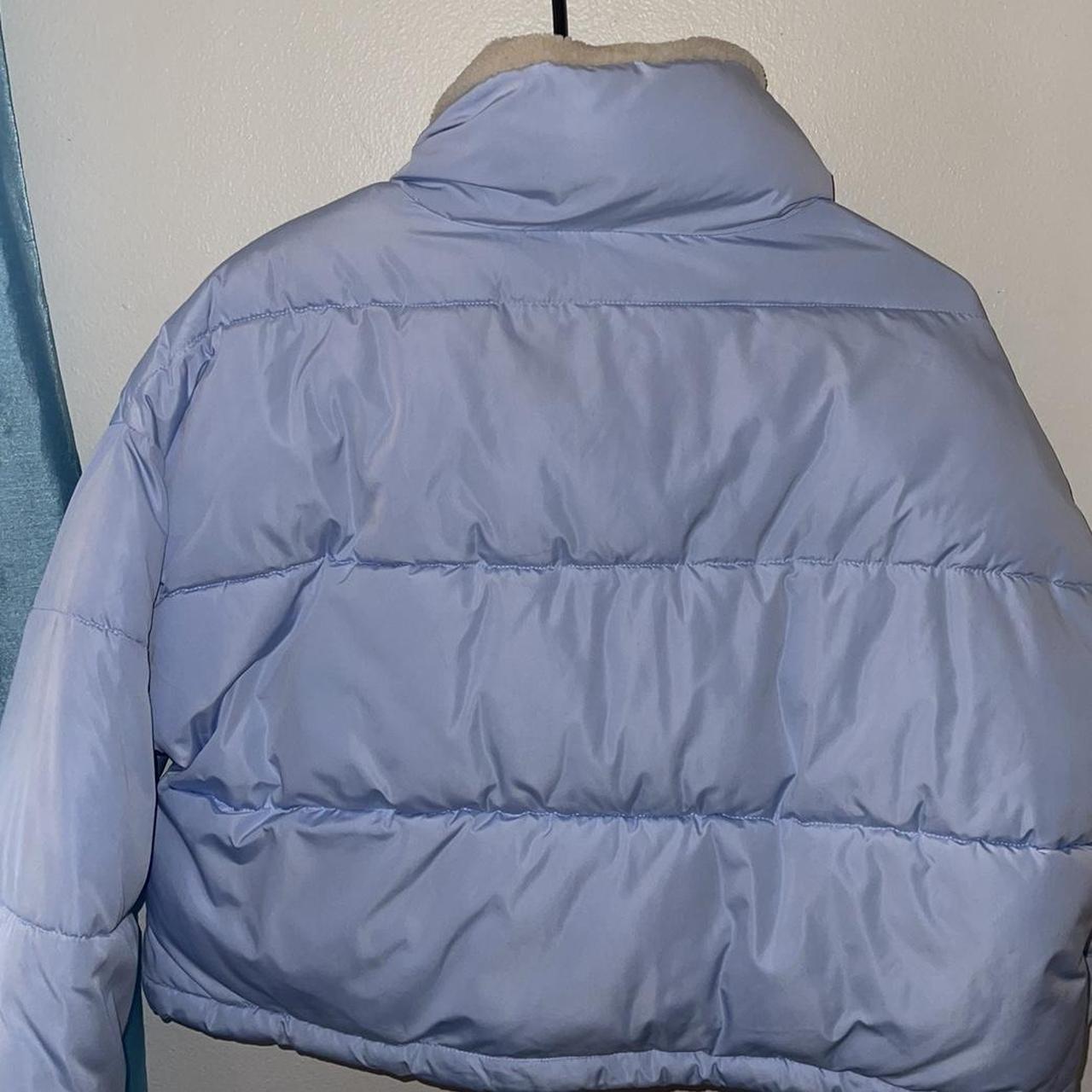 Baby blue puffer jacket Forever 21 Size S Worn twice - Depop