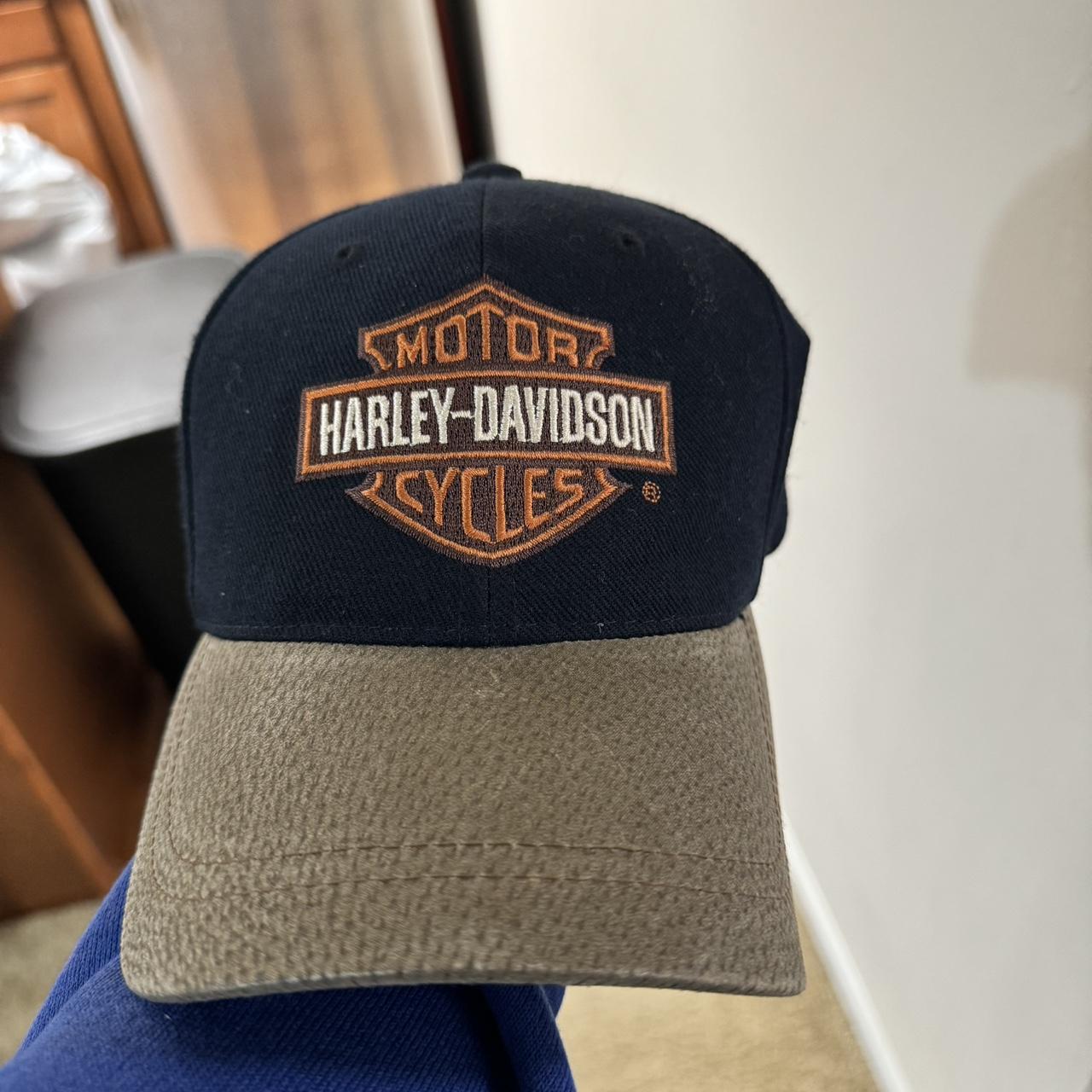 Vintage 90s Brown & Grey Harley Davidson Baseball - Depop