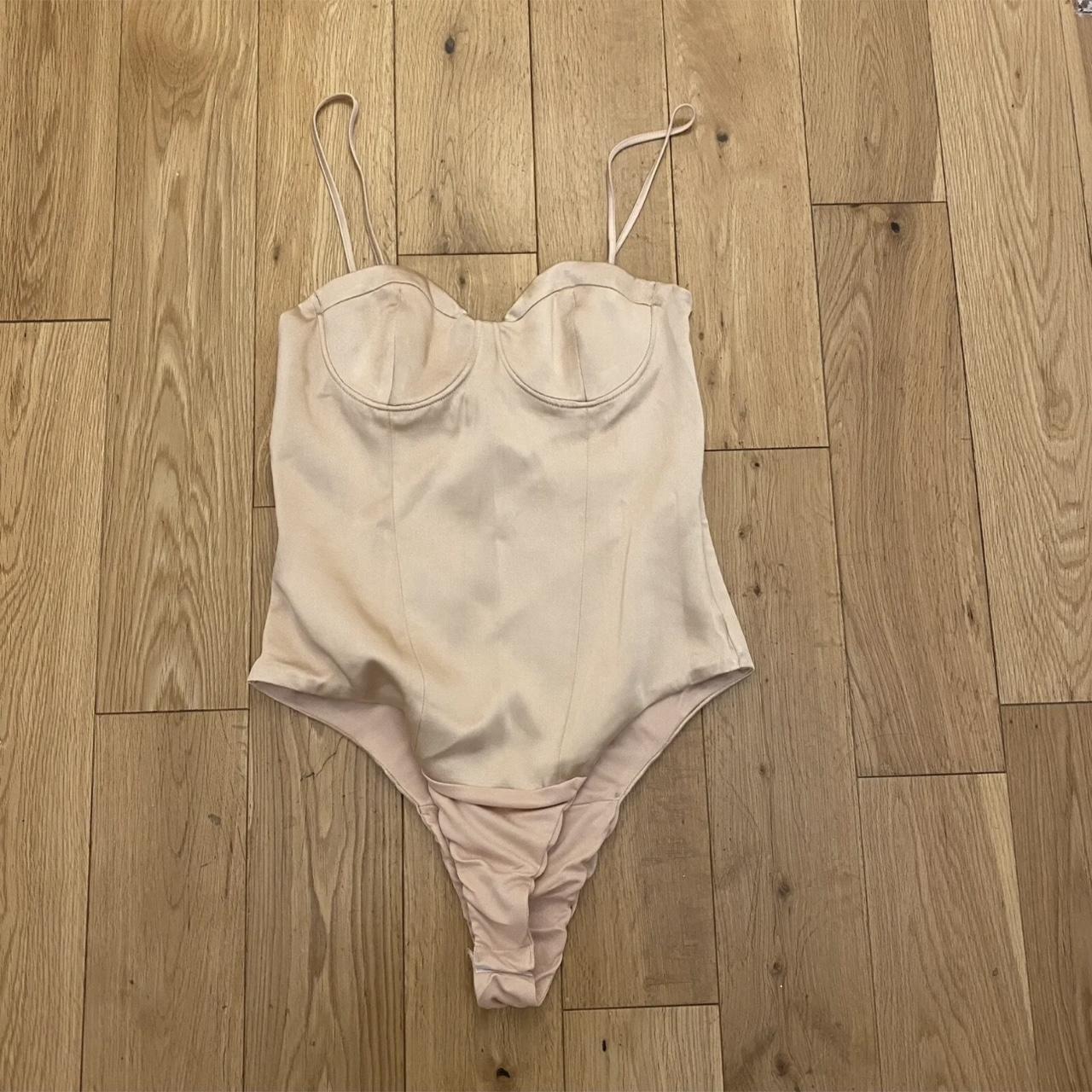 Zara Blush Pink Corset Bustier Bodysuit Removable... Depop