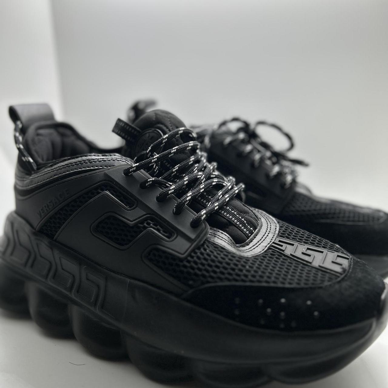 Versace Womens Chain Reaction sneakers in black and - Depop
