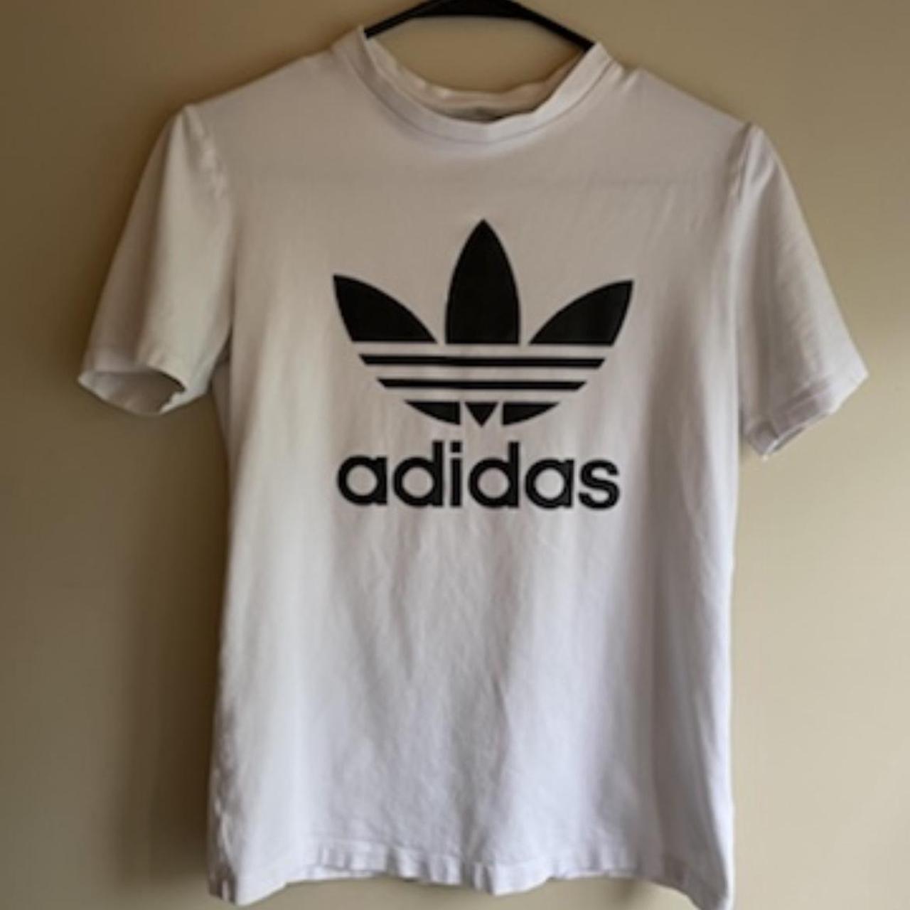 adidas tee - small stain on sleeve open to bundles... - Depop