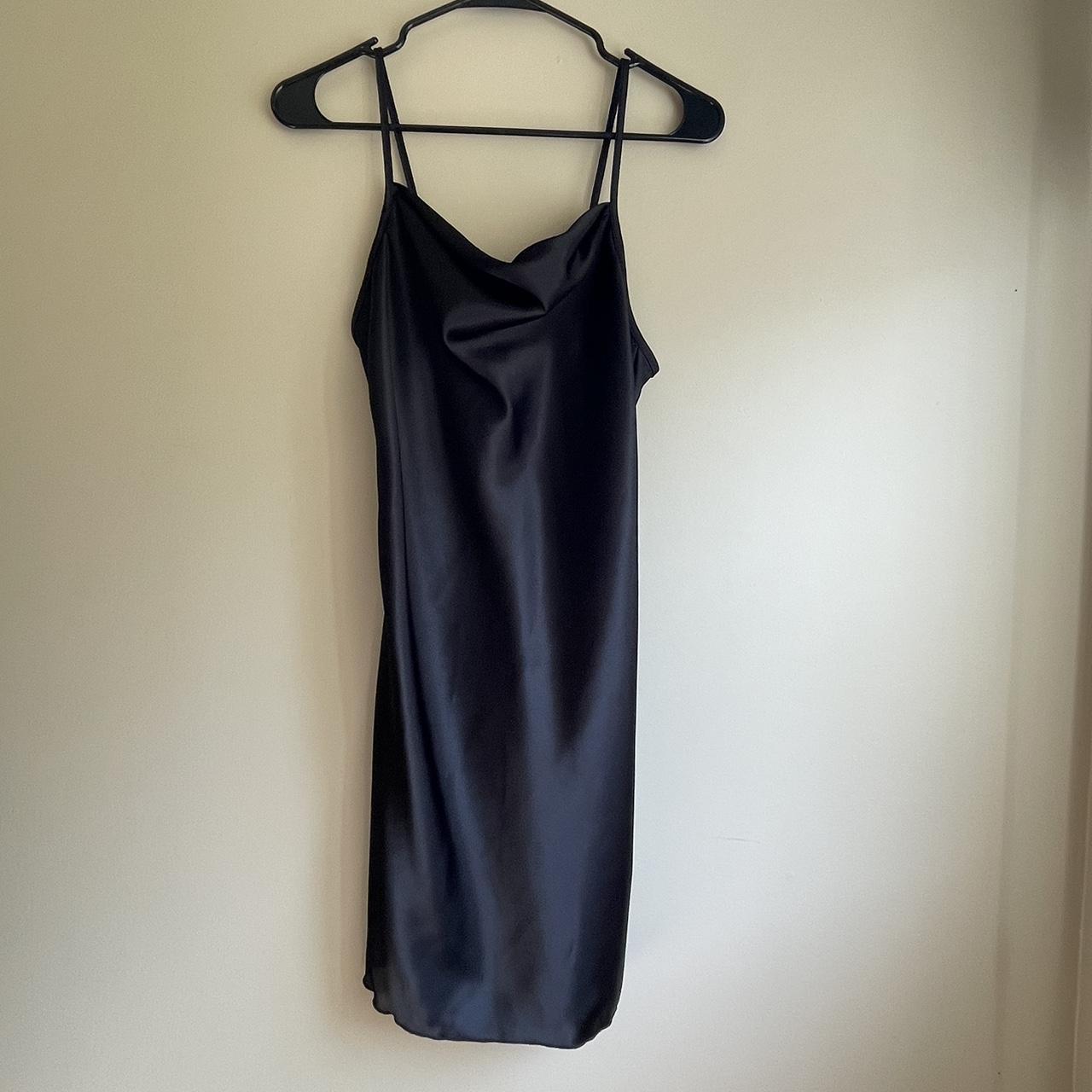 bebe cowl neck satin dress size small never worn - Depop