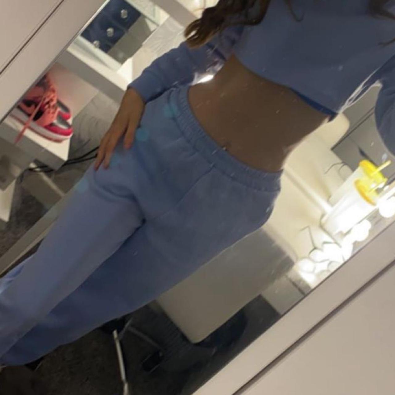 small blue cropped tracksuit size xs 4-6 - Depop