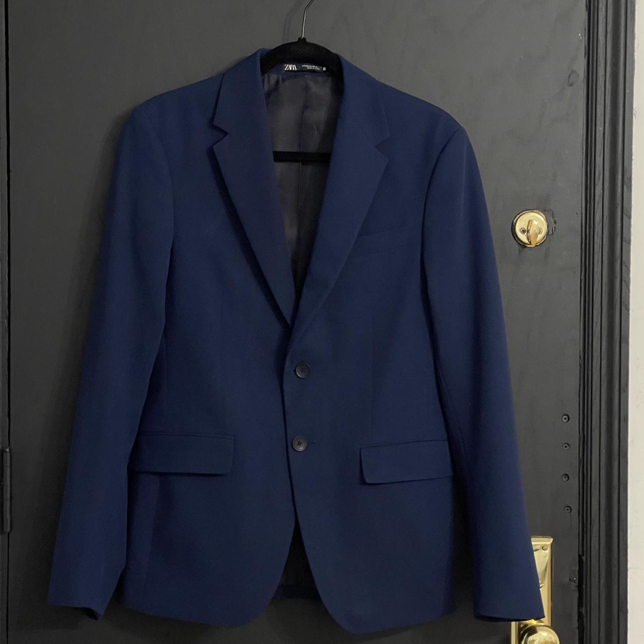 Zara Men's Navy Suit Depop