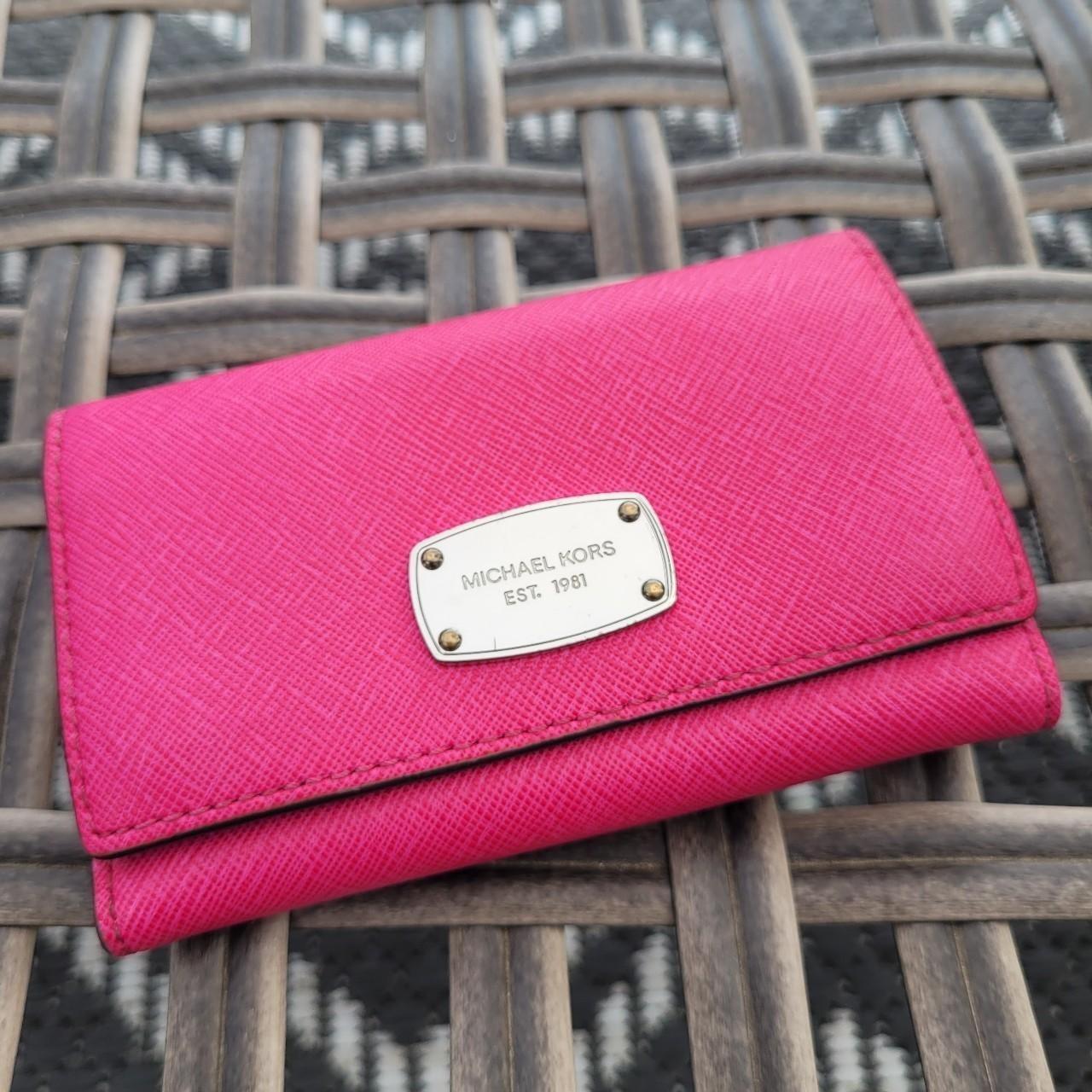 Michael Kors Fushia Pink mini ID key holder wallet. Depop