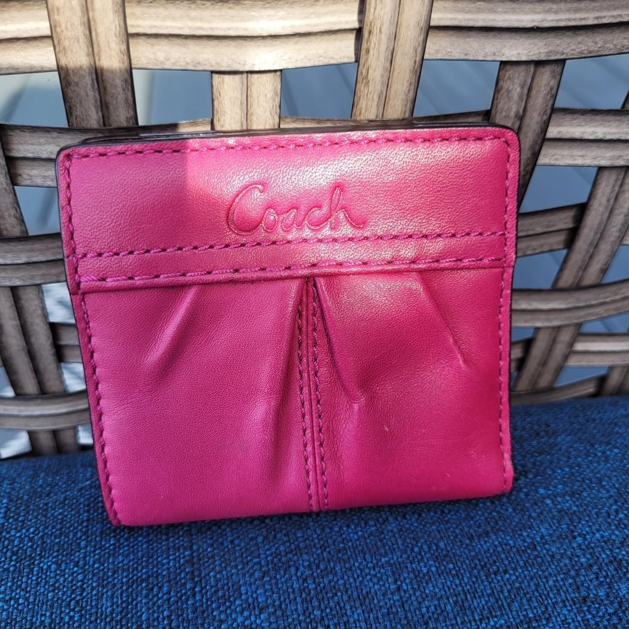 Coach shops leather black pink purple wallet