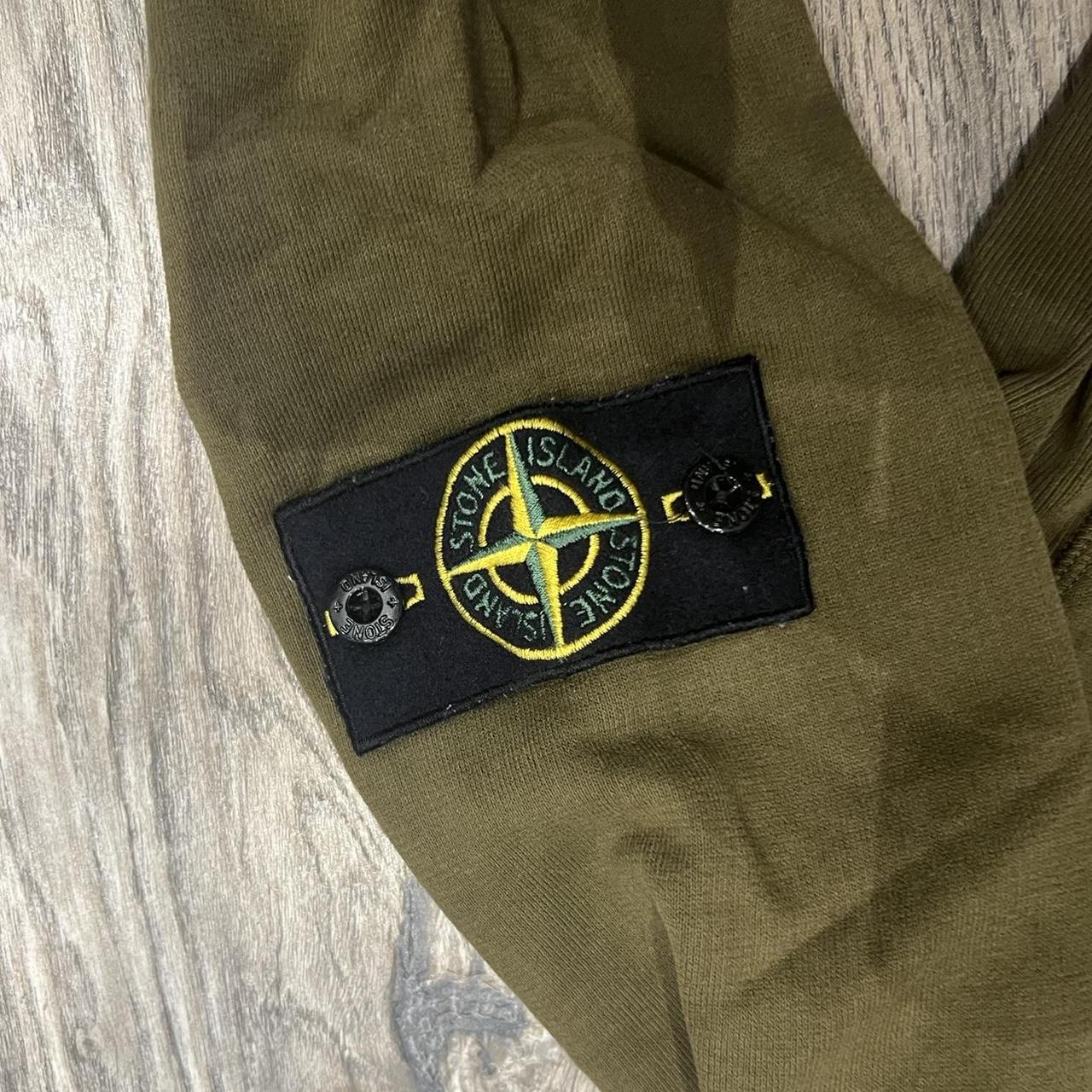 Stone island olive drawstring hoodie Good condition... - Depop