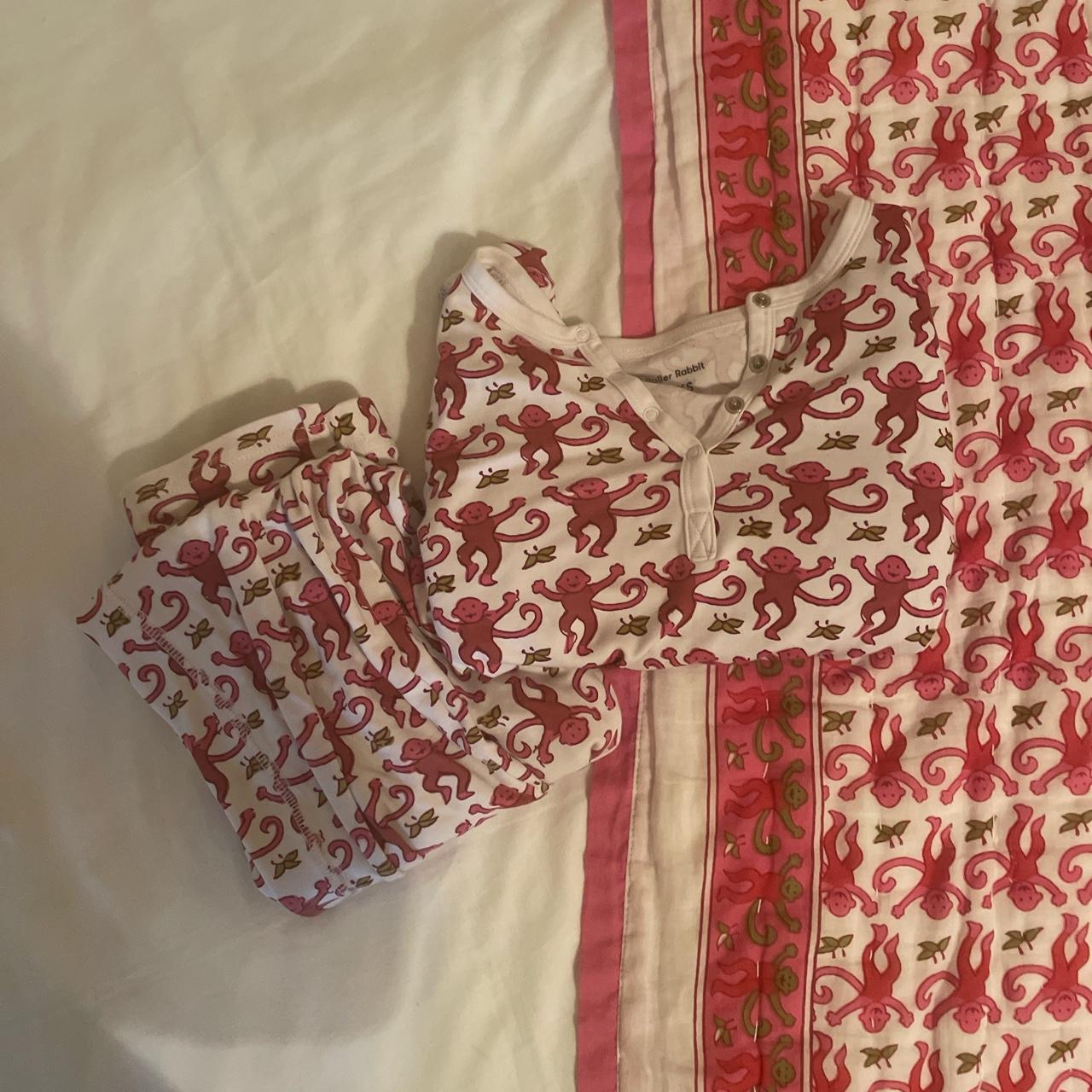 Roller Rabbit Women's Pink and White Pajamas | Depop