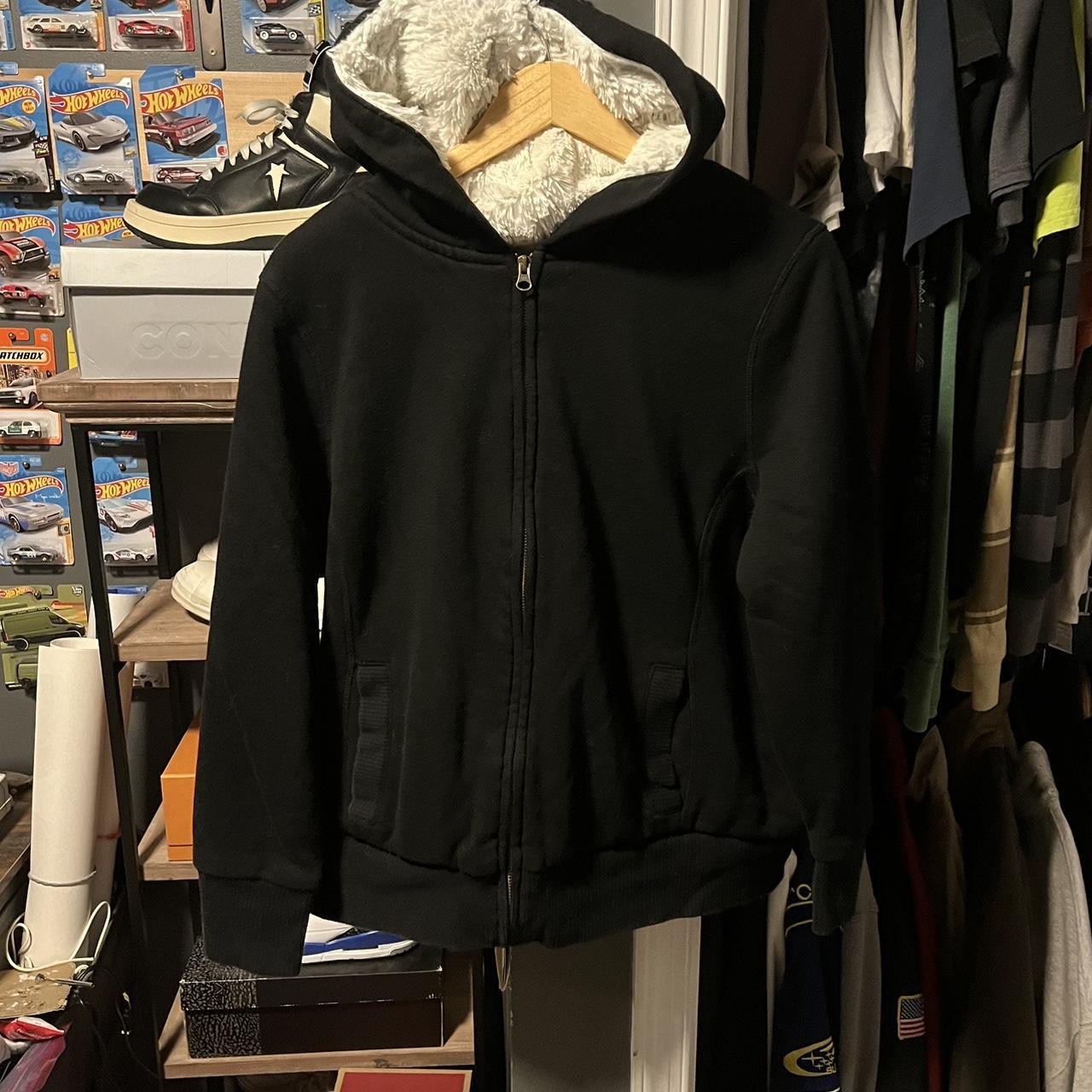 Gap black fur hoodie Fur lined super warm No stains... - Depop