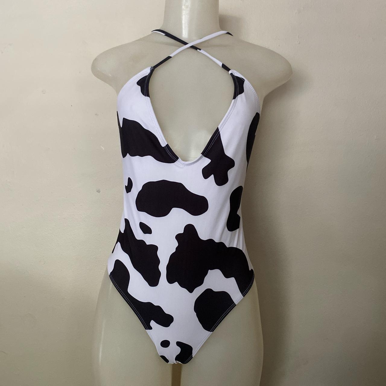 Shein Cow Print One Piece Swimsuit Never Worn Depop