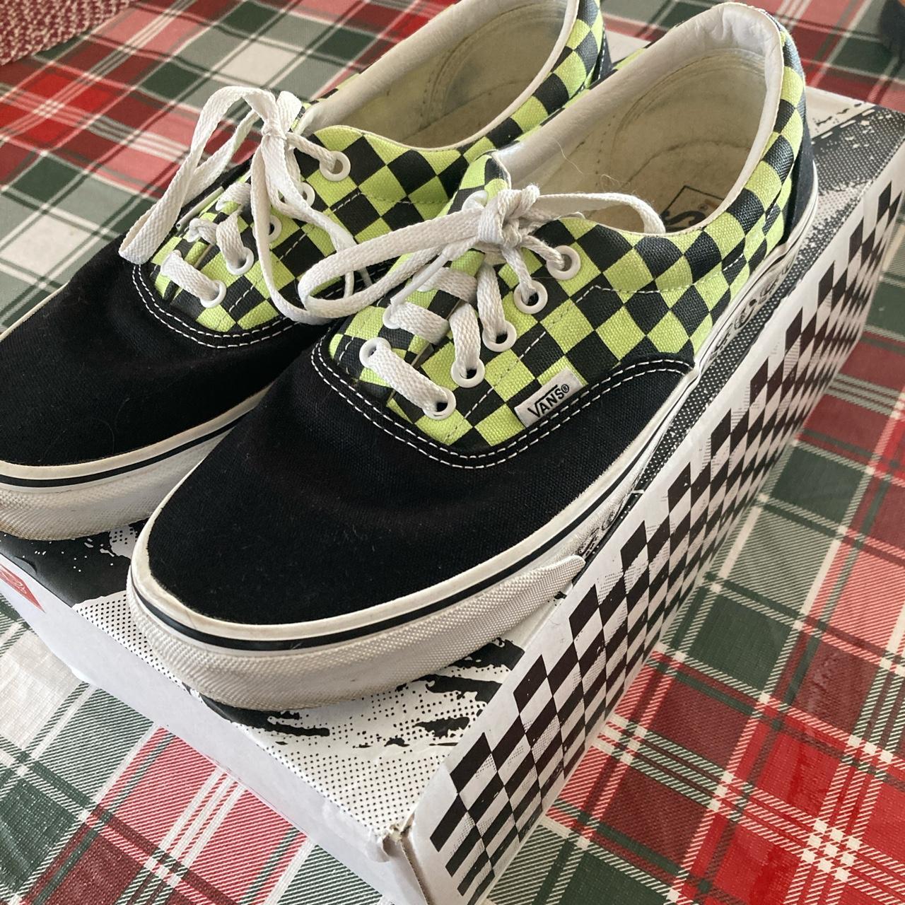 Checkered pattern vans Size 9.5 Neon green Comes