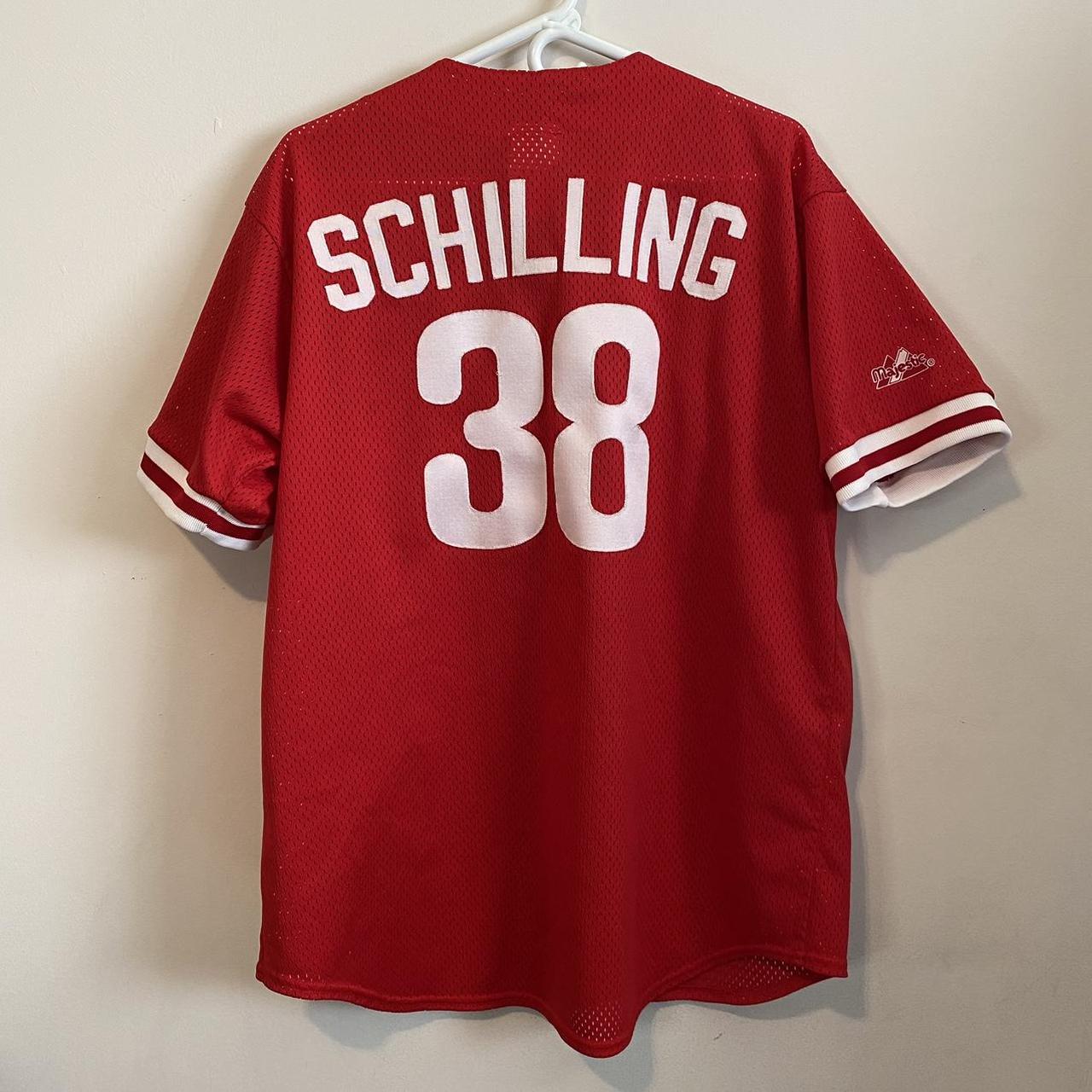 Majestic Curt Schilling Boston Red Sox Jersey T Shirt Vtg 