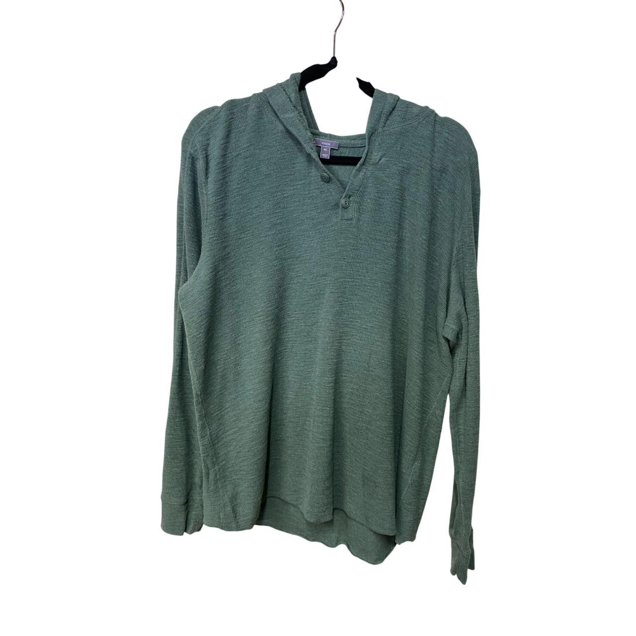 Vince Men's Hoodie - Green - XXL – Vince Camuto Mens Green Textured Hooded Pullover …