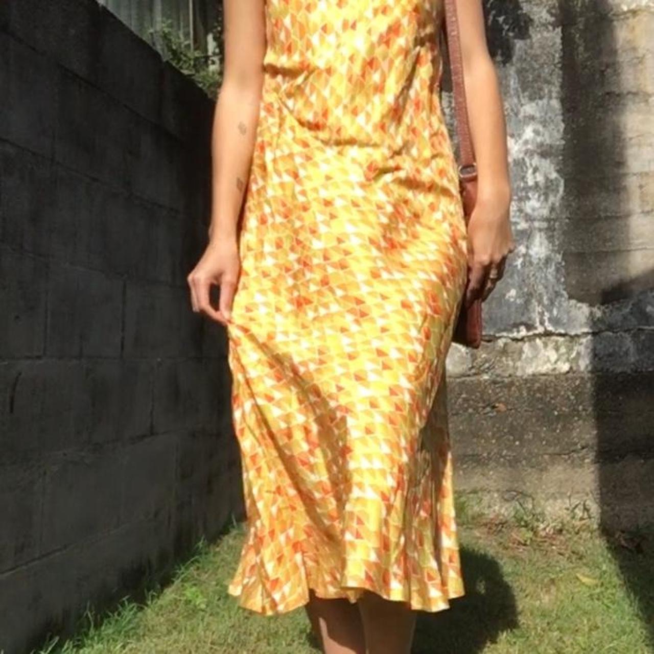Women's Yellow and Orange Dress Depop
