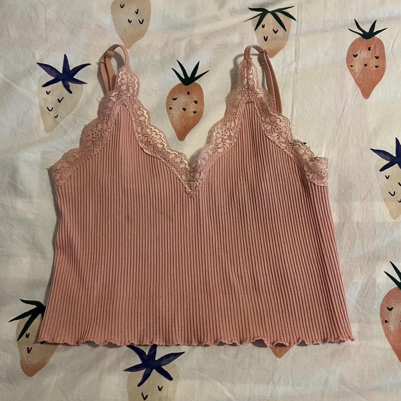 Lacy Baby Pink Crop Top Depop