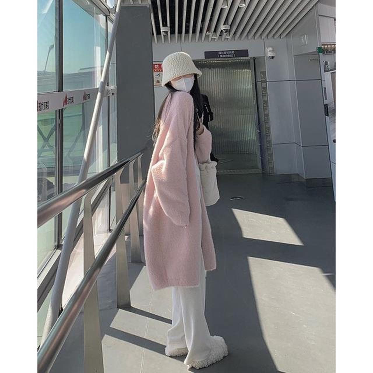 Long pink fluffy outwear coats - Depop