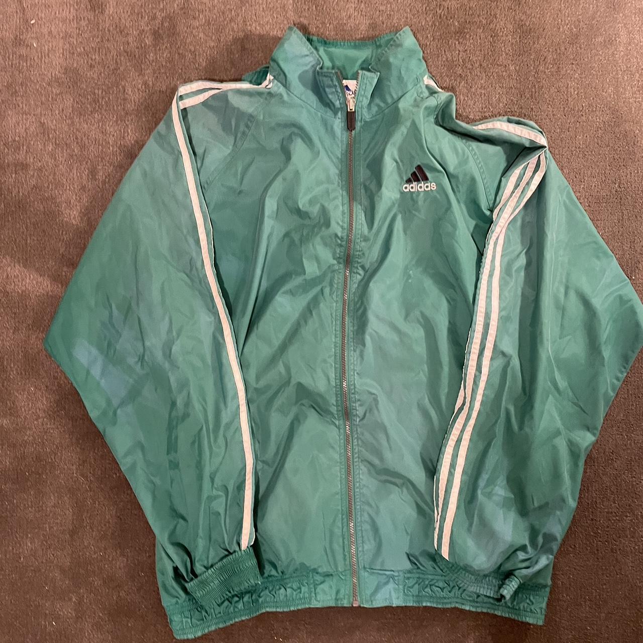 Vintage 90s green Adidas wind breaker size:2XL - Depop