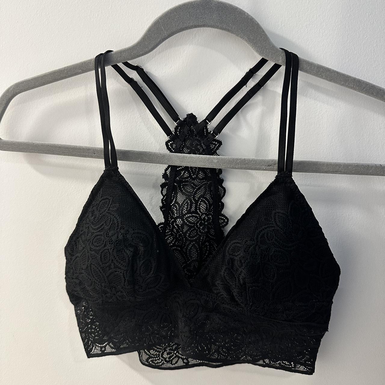 Aerie black lace bralette with removable cups,... - Depop