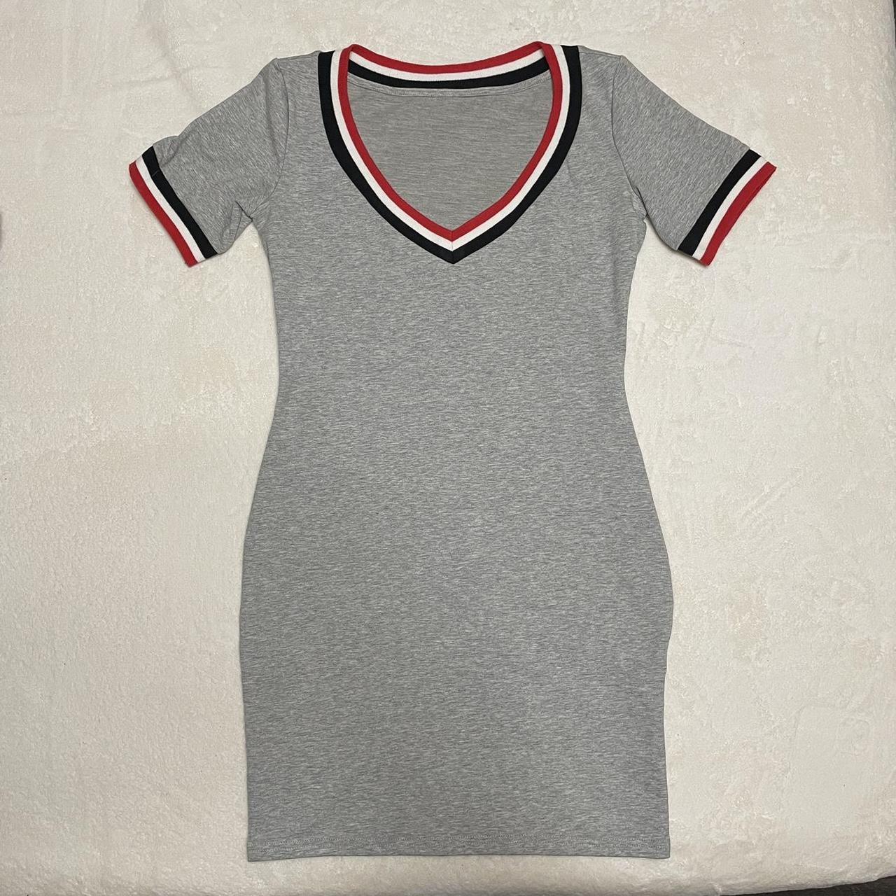 Tommy Hilfiger Grey with Blue White And Red... - Depop