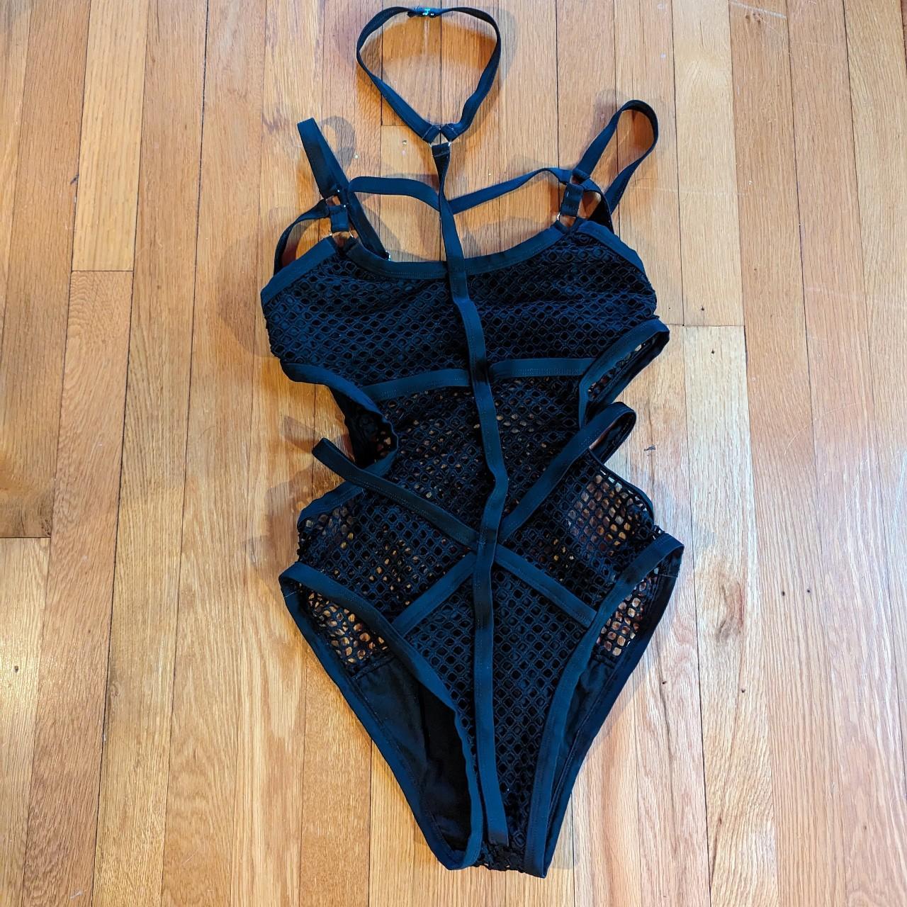 Killstar Leopard fishnet bralette and thong panty - Depop