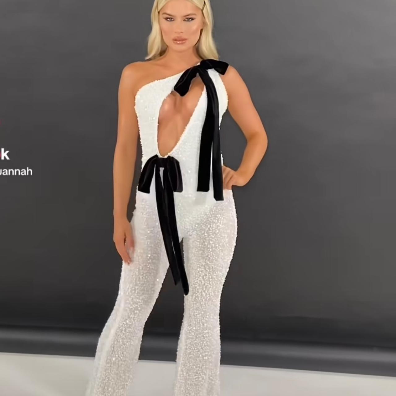 Zara black sales and white jumpsuit