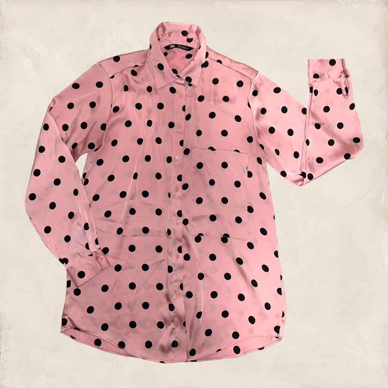 Pink top with black polka dots on sale