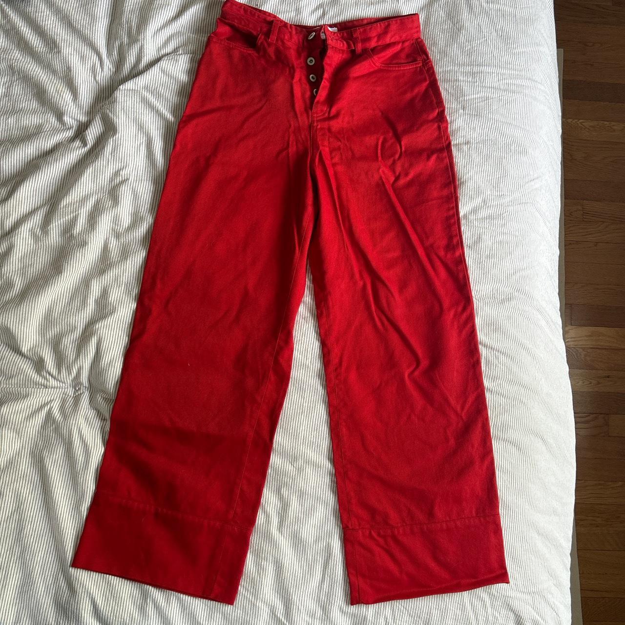 Kowtow wide leg twill pants size medium high... Depop