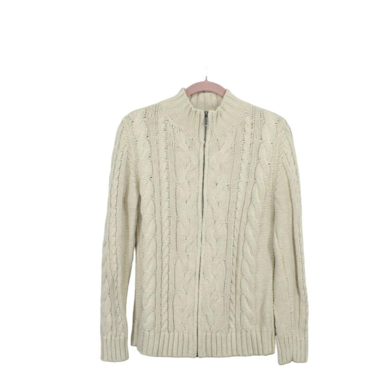 LL Bean Women's Double L Cable Sweater Zip Depop