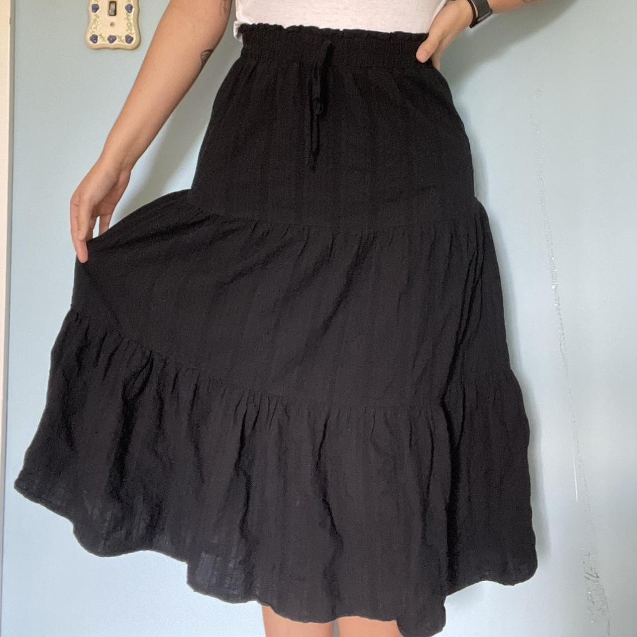 Cider Black Tiered Midi Skirt Elastic waist band... - Depop