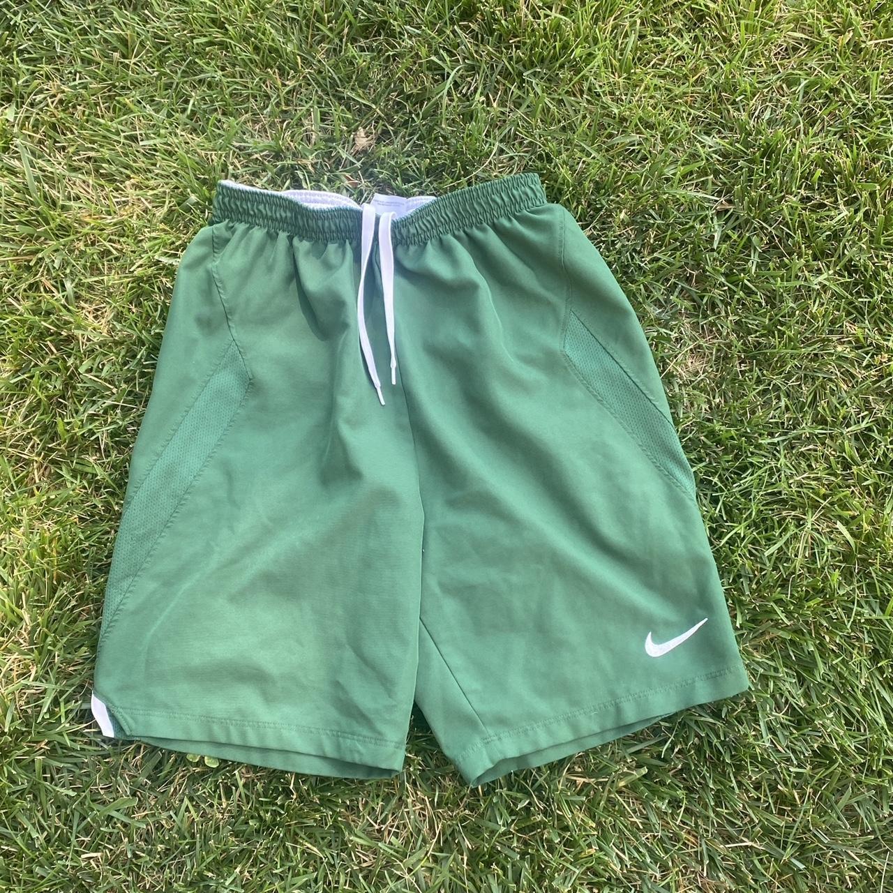 Green nike soccer shorts Youth Large Hardly ever... Depop