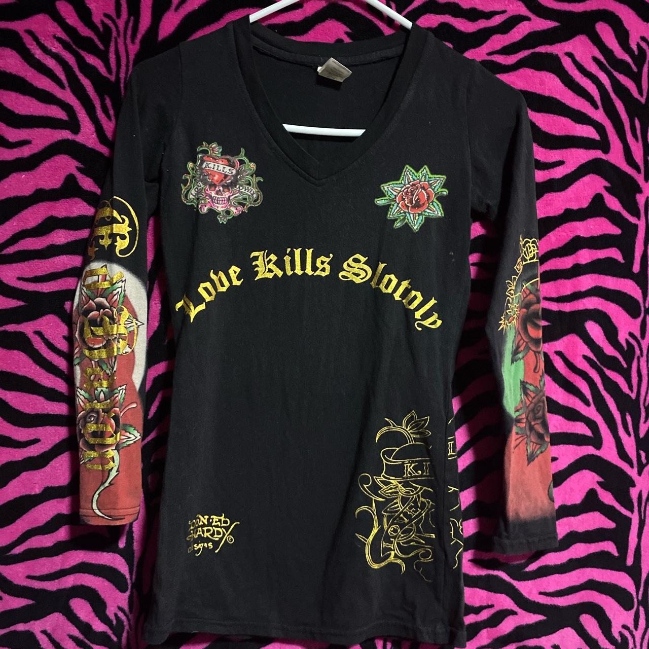 Ed Hardy LOVE KILLS LONG SLEEVE - Long sleeved top - black