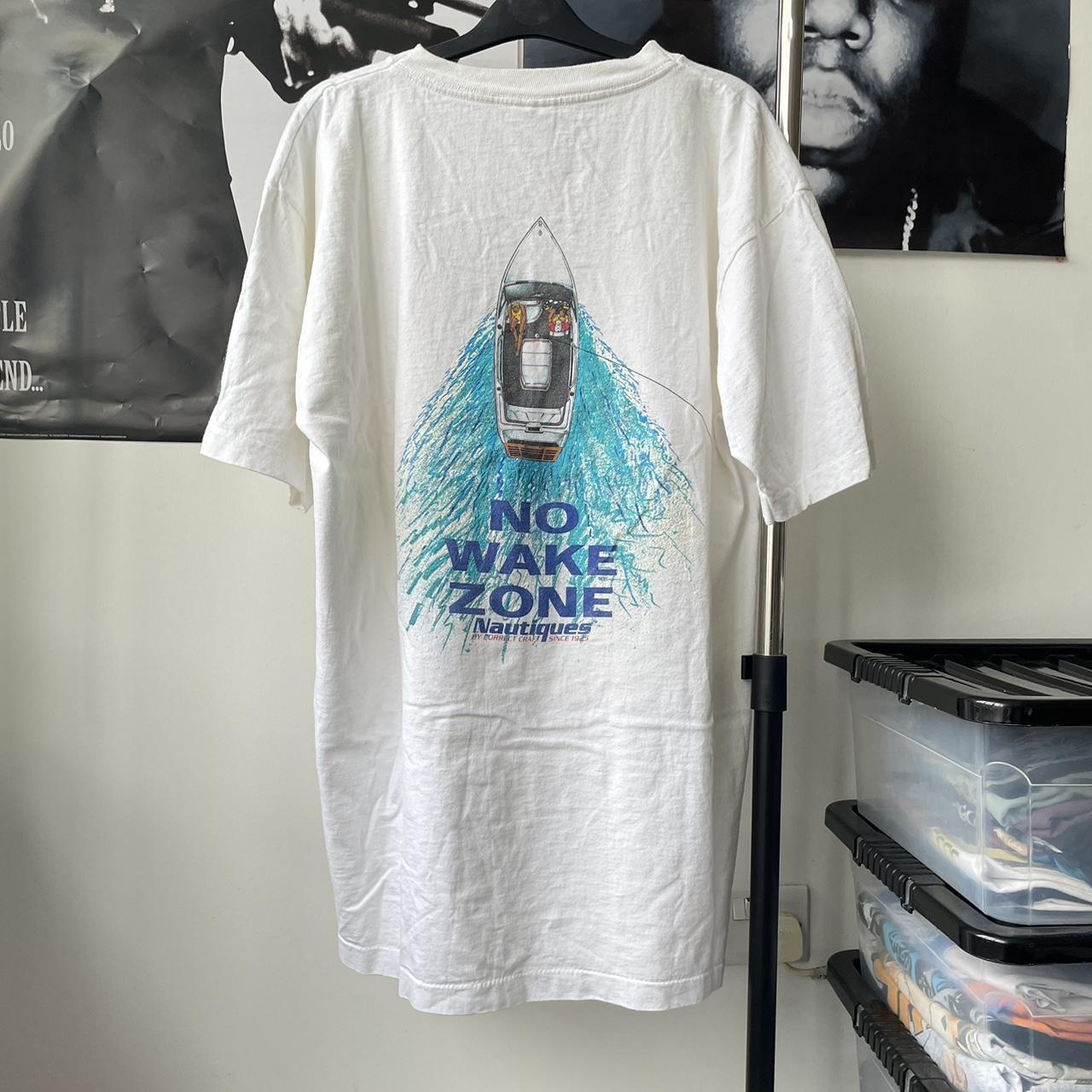 Vintage 90s Single Stitch Graphic 'No wake zone'... - Depop