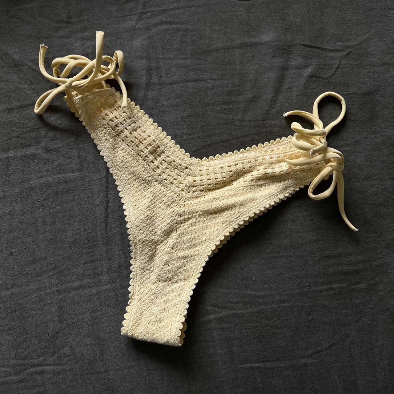 Yellow Crochet Cotton Brazilian Laced Bikini. 2022... - Depop