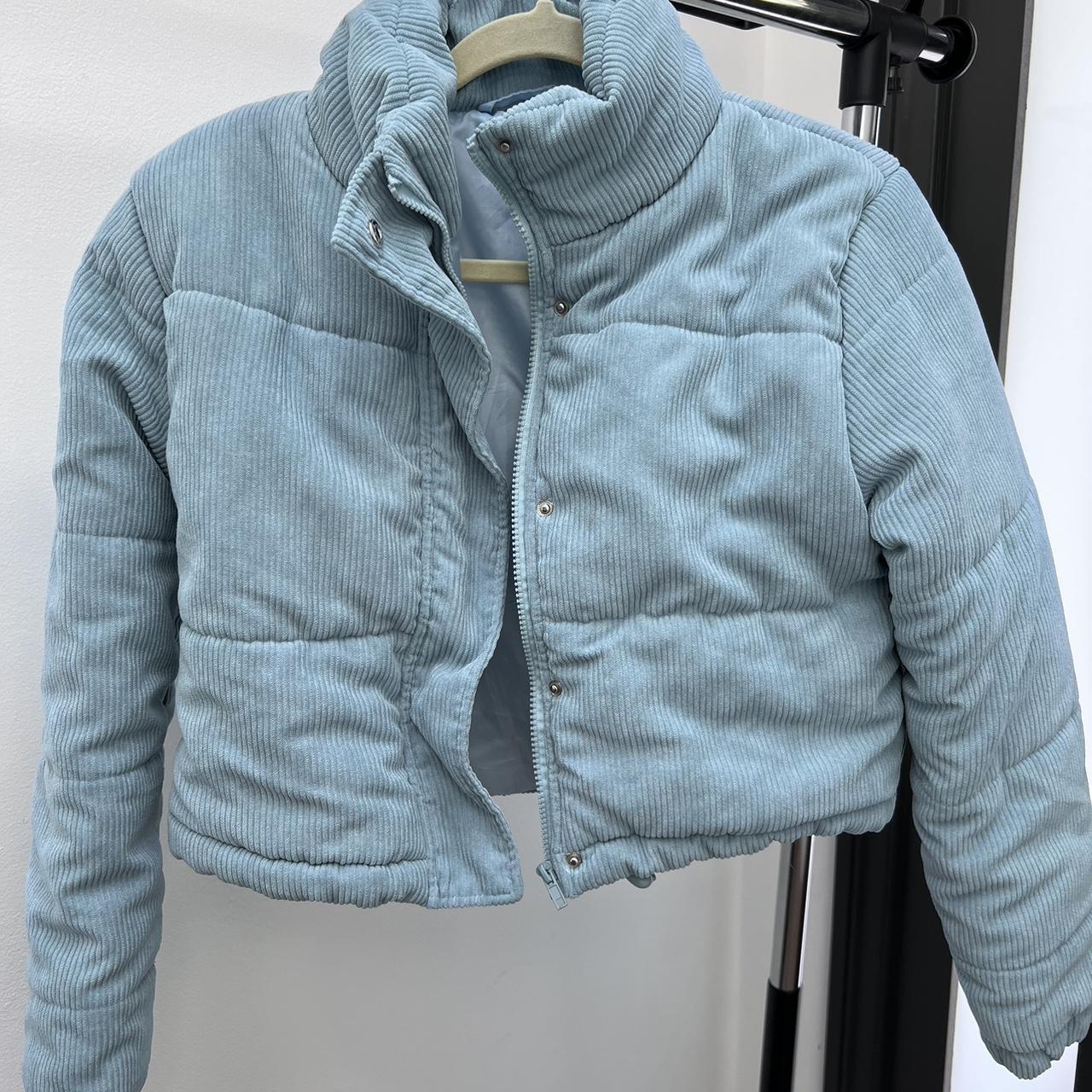 Light blue clearance corduroy puffer jacket