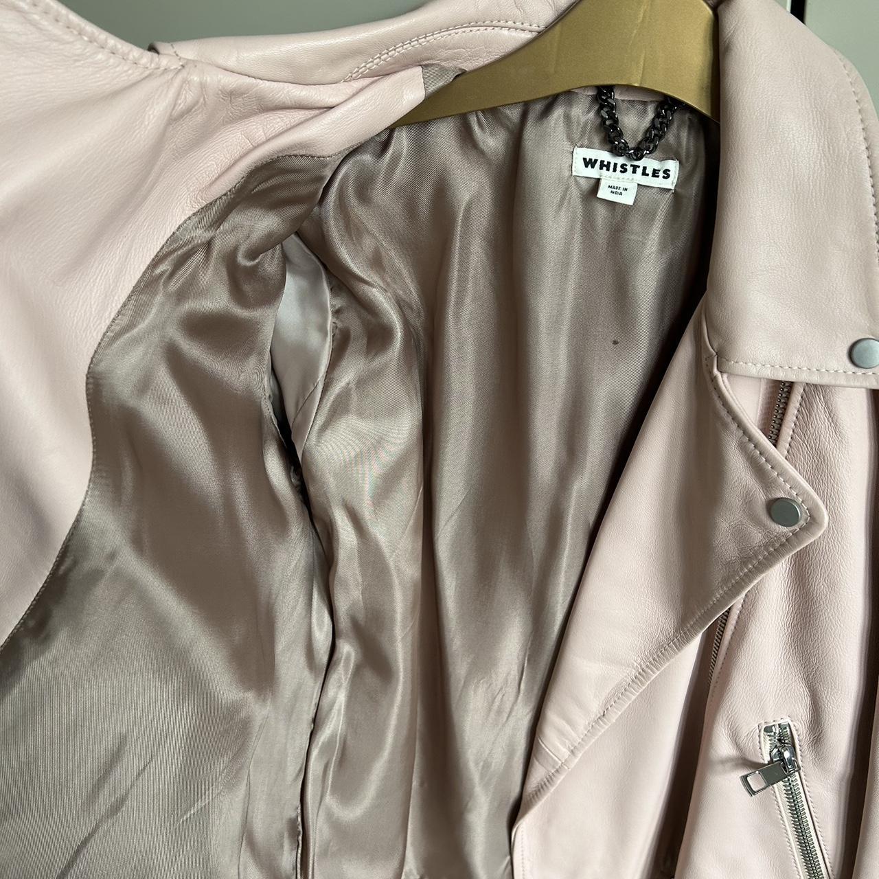 Pink leather cropped jacket From Whistles Silver... Depop
