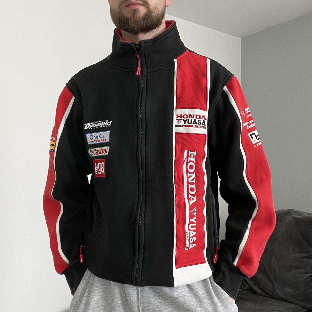 Mens Honda Yuasa Racing Jacket Zip Up Medium Black... - Depop