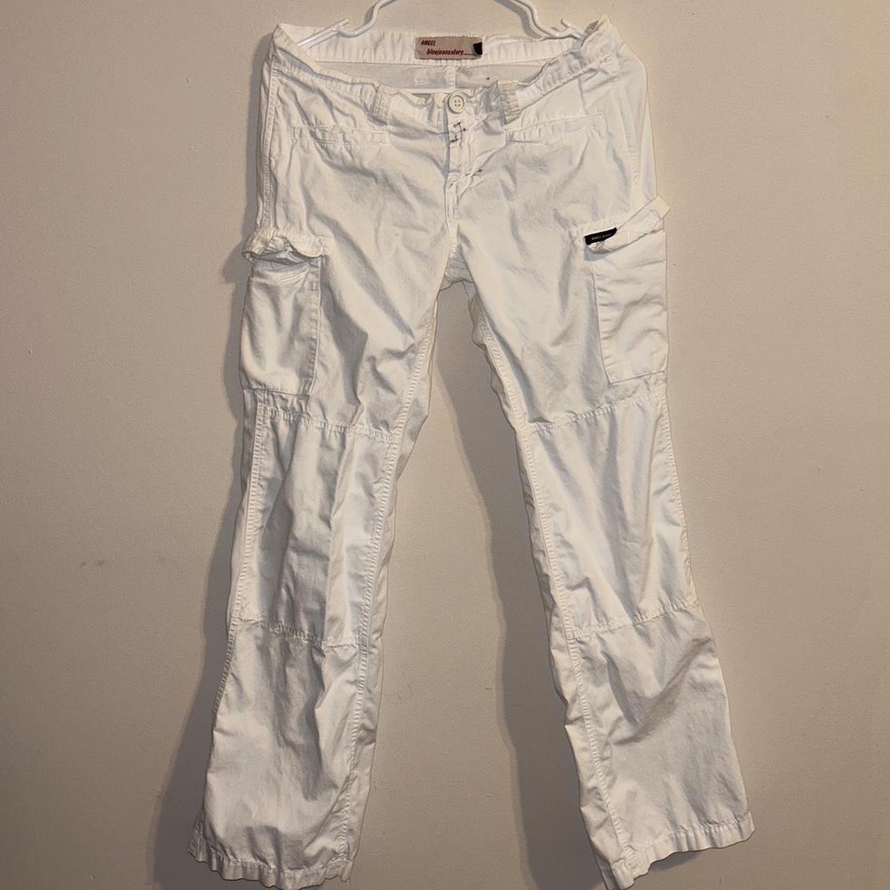 Y2K angel blue Jeans story white cargo pants - Depop