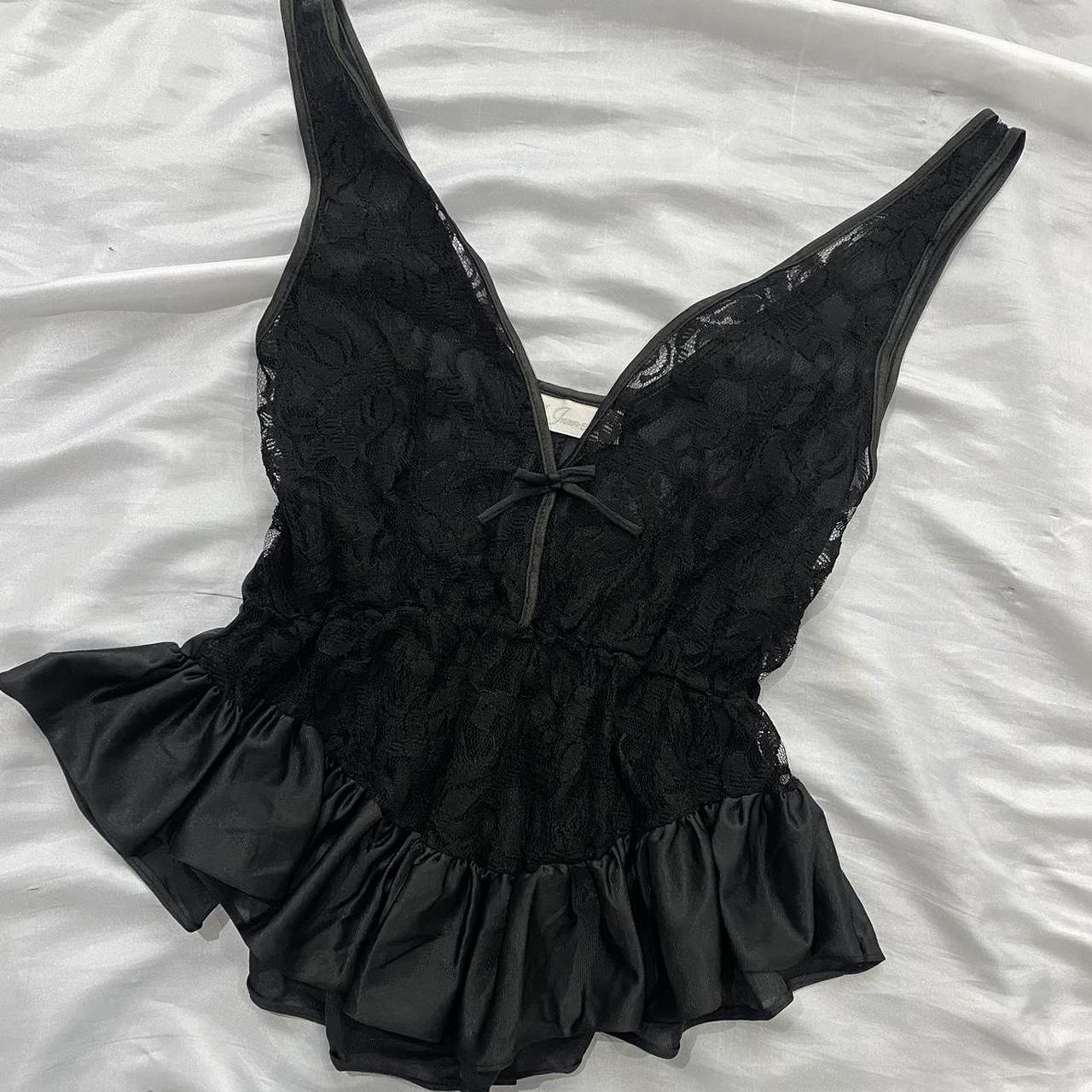 Vintage black lace teddy Size M by inner most - Depop