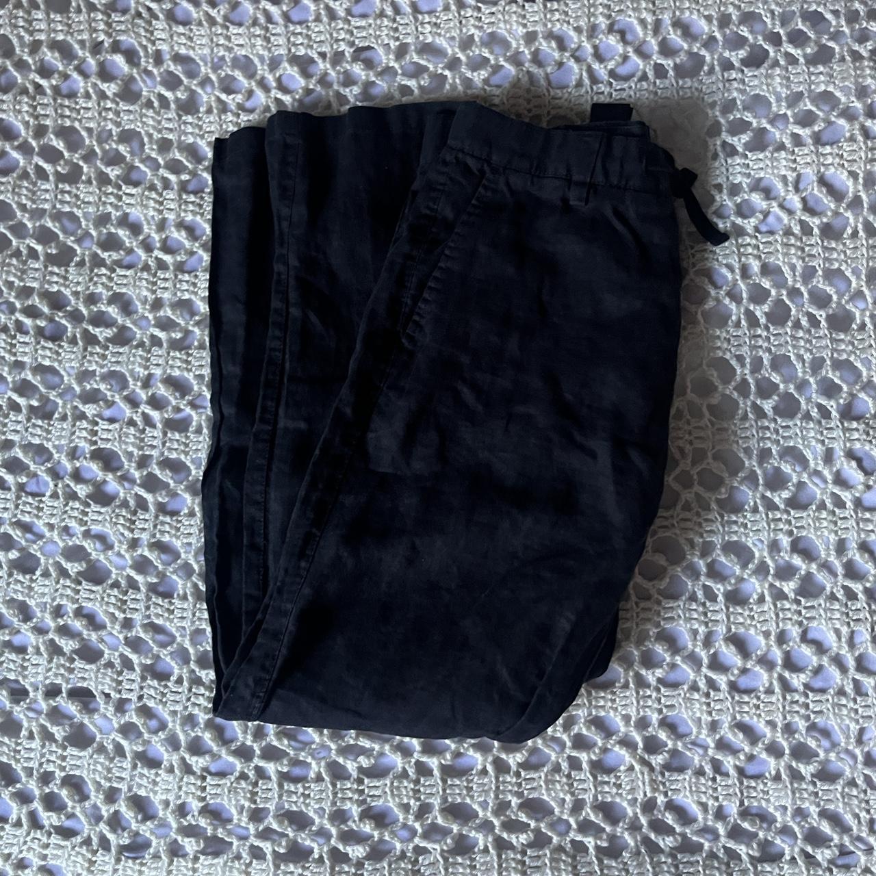 h&m black baggy pants SIZE: 34R// L adjustable... - Depop