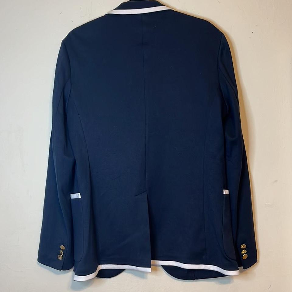 Navy/Dark blue blazer with scalloped detail. Size 8/M - Depop