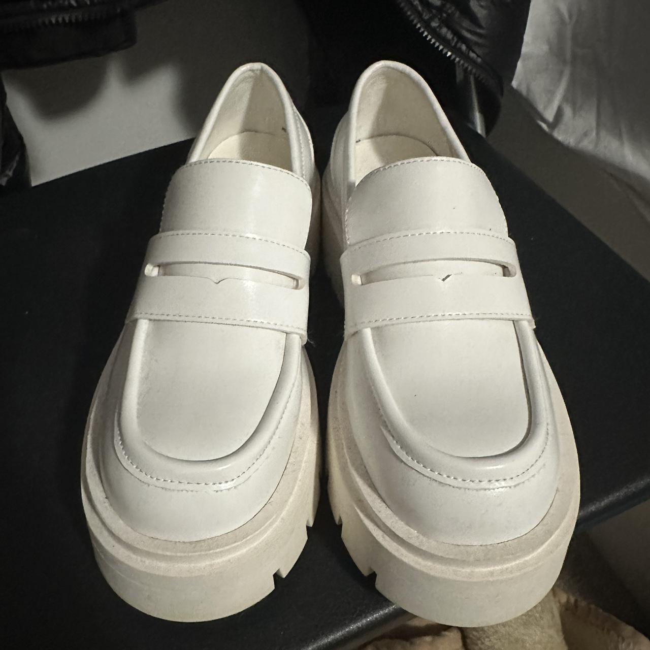 heeled loafers white