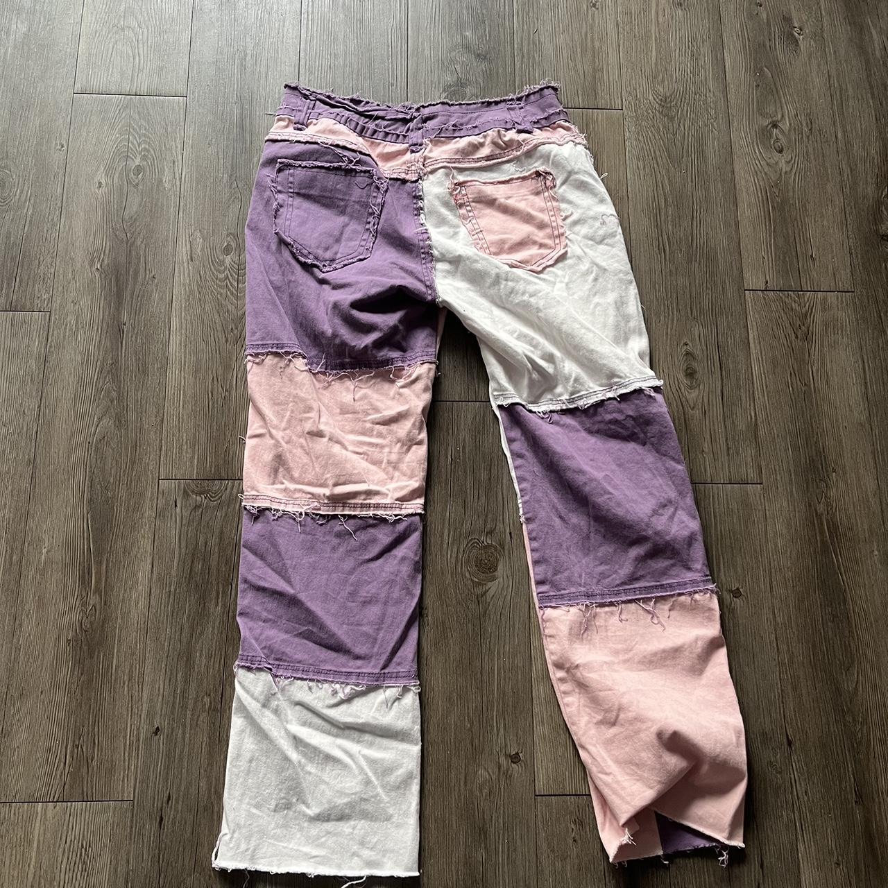 Beautiful Rose Design Patchwork Denim Jeans by - Depop